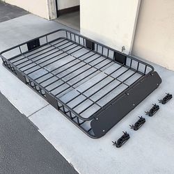 (NEW) $130 Universal Roof Rack 64x39 Inch Car Top Cargo Basket Carrier Extension Luggage Holder 150lbs Max 