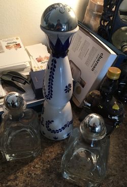 Empty tequila bottles