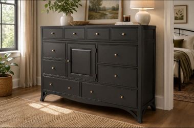 Black American Signature Multi-Drawer Dresser with Cabinet