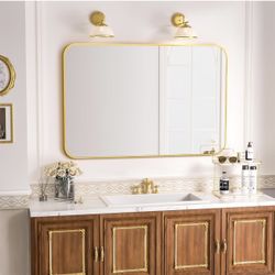 Wall Accent Mirror-gold 38X26inch