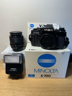 Vintage Minolta X-700 Film Camera + Lens + Flash (Great Condition)