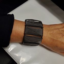 1.75 in Wide Wired Gun Metal Brown Cuff Bracelet