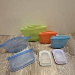 Stasher and Ziploc Reusable Silicone Food Lunch or Toiletry Travel Storage Organizer Containers 