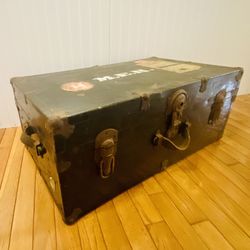 Steamer Trunk with 1955 US Army Travel Stickers