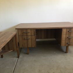 Vintage  Executive Desk & Matching  Computer Table 