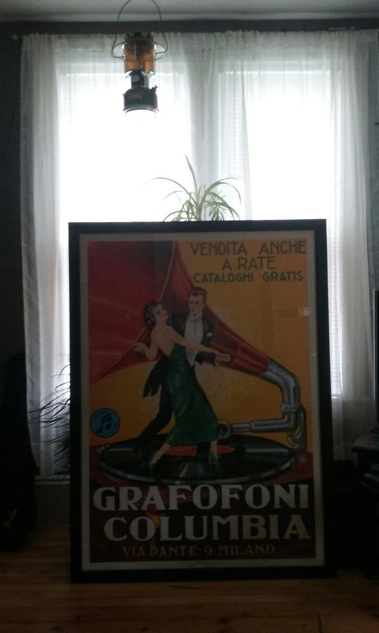 GIANT Grafofoni Columbia PICTURE W/ frame. 4ft×3ft