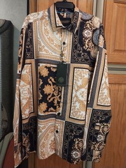 'Baroque Gold' by Drill Clothing Co. Men's Shirt Top size M New with Tags Designer Look Silky Feel
