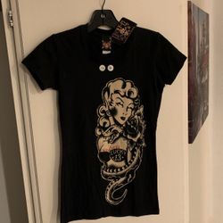 Lucky 13 Women’s Girls Rockabilly Tee Black Size Small