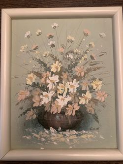 Floral oil painting signed by Artist: Scott