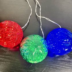 Set of 3 Large Color LED Light Balls – Red, Green & Blue
