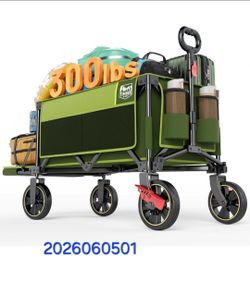 Timber Ridge 49" Extra Long Collapsible Folding Wagon with Tailgate and Brakes, 300lbs Heavy Duty Foldable Wagon with Adjustable Handle, 250L Capacity