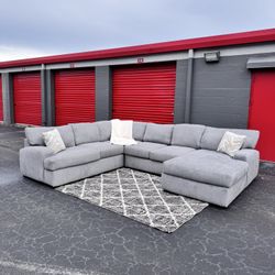 Grey 3 Piece Sectional Couch with Chaise- FREE DELIVERY
