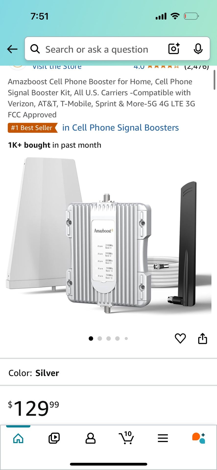 Amazboost Cell Phone Booster for Home, Cell Phone Signal Booster