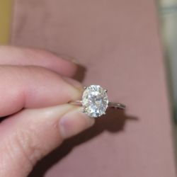 3 Carat Oval Moissanite Solitaire Ring
