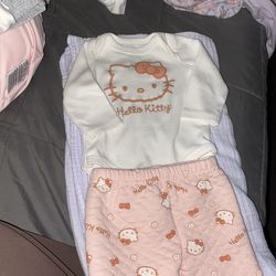 Hello kitty set white and pink , 3  months