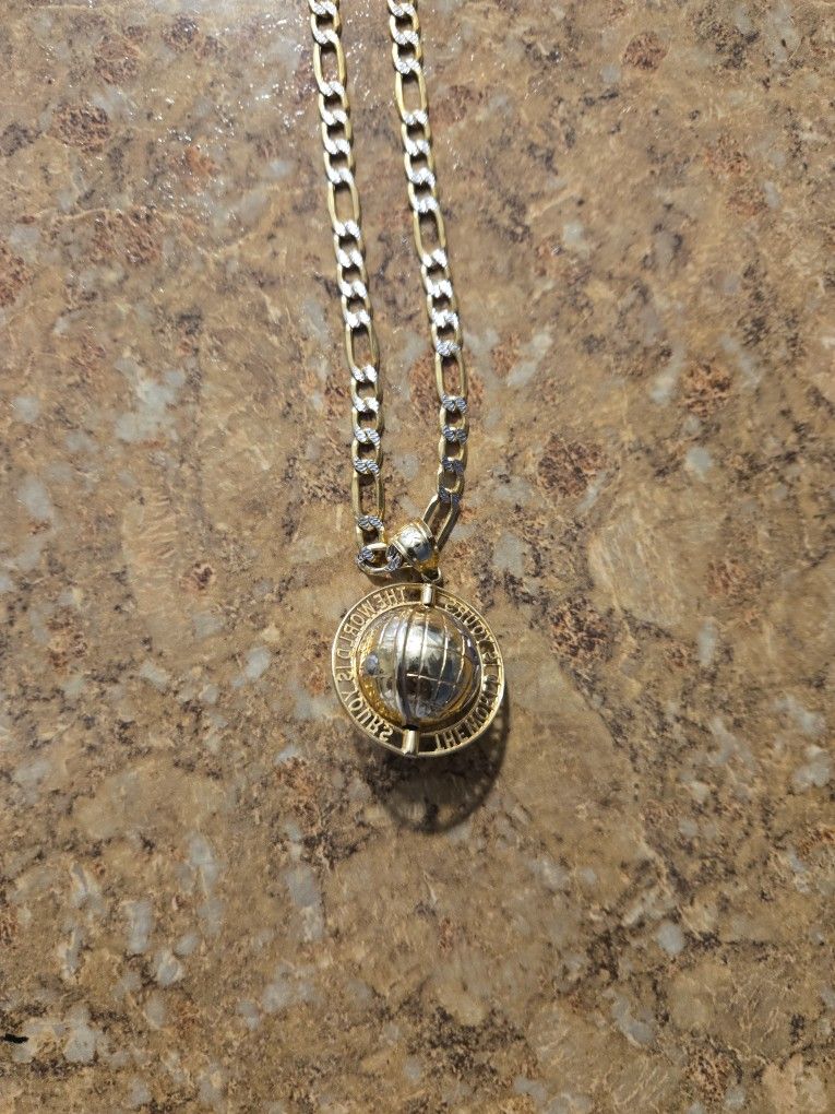 10kt Gold Chain With 10ktgold Charm 11 1/2 INCHES Length And Weight 14.79
