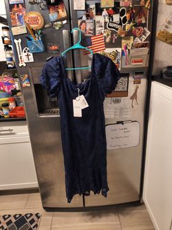 JJ's House Navy Blue Lace Midi Dress