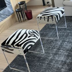 HiEnd 2avail designer contemporary clear lucite zebra stool chair