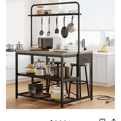 46" kitchen island with rack and outlets