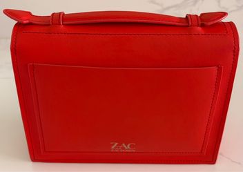 Zac Posen Red Leather Top Handle Flap Shoulder Crossbody Bag