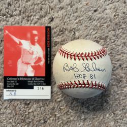 Bob Gibson Signed Baseball with Signing Ticket 