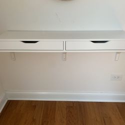 EKBY ALEX / RAMSHULT White Mounted Shelf With 2 Drawers (assembled)