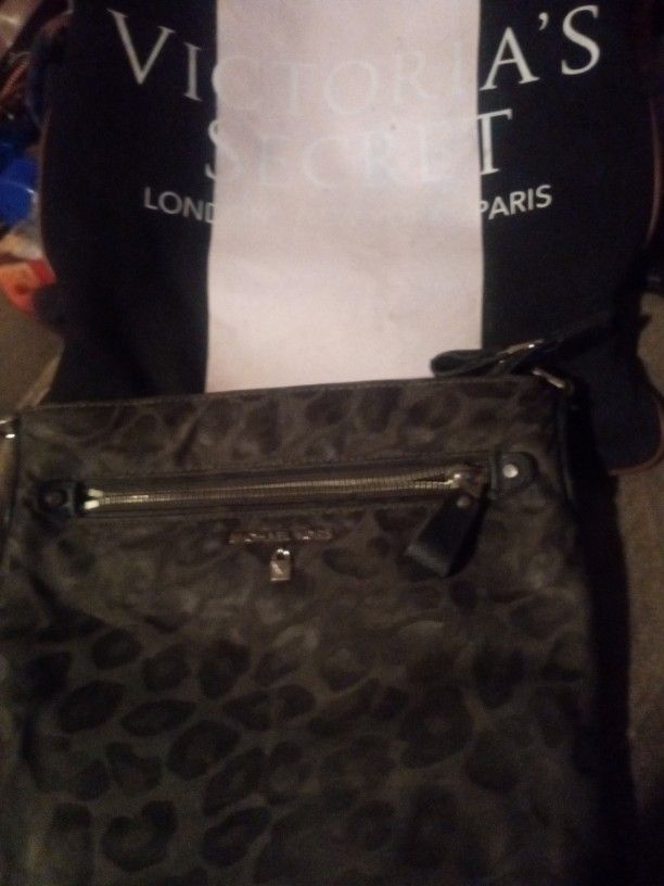 Michael Kors Black Leopard Purse & Victoria Secret Bag