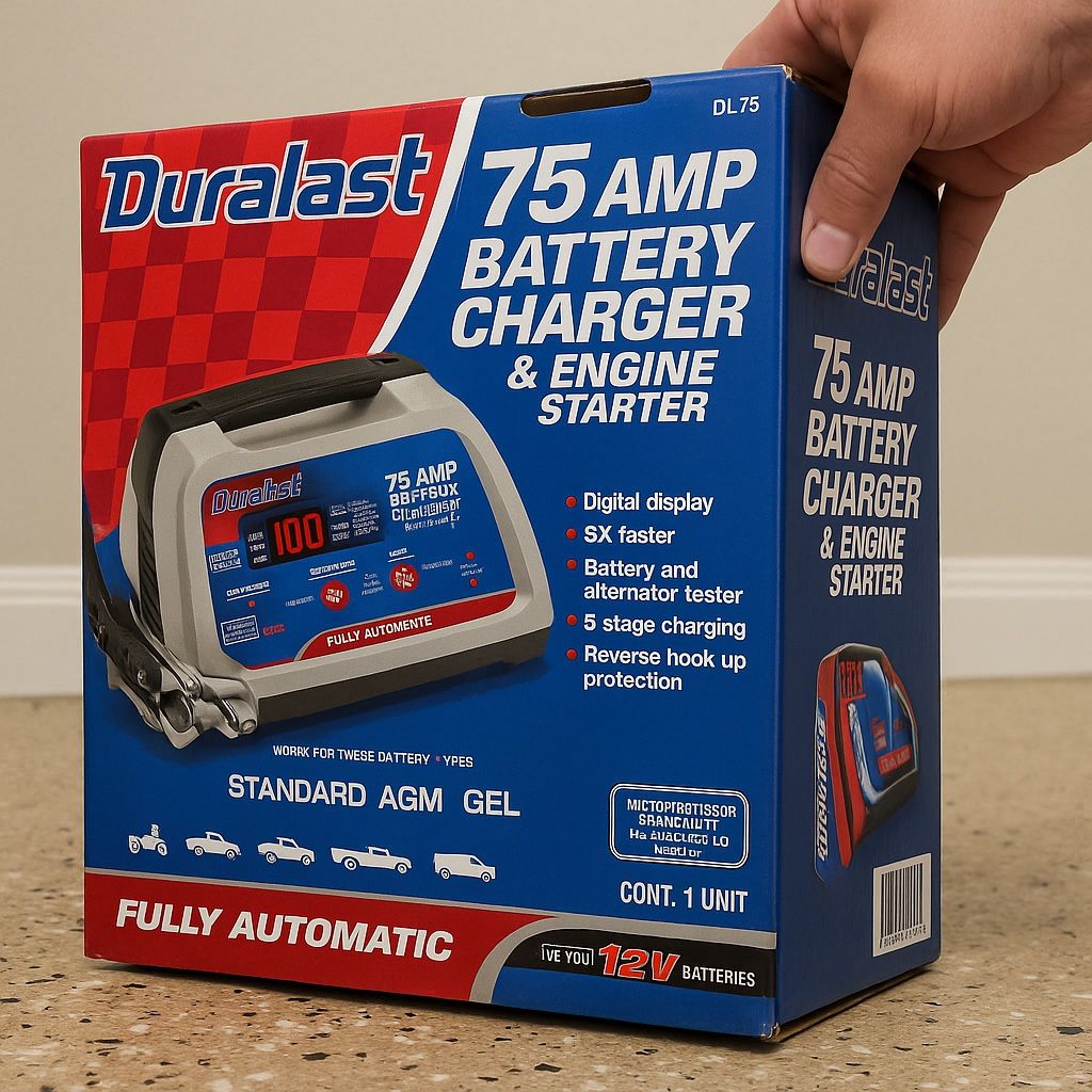 🔋 Duralast 75 Amp Battery Charger & Engine Starter – with Box