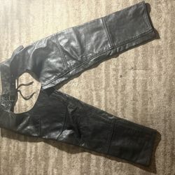 Leather biker pants