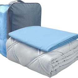 Adult Weighted Blanket Queen Size with Cover (59"x81" 23lbs)| Soft Premium Glass Beads Heavy Blanket (Blue)