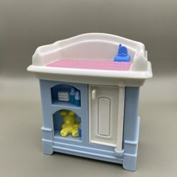 Vintage Fisher Price Loving Family Dollhouse Furniture Nursery Blue Baby Doll's Changing Table