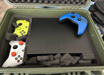 Xbox one x with accessories