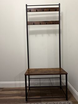 Hall Tree with shoe storage (black/brown)