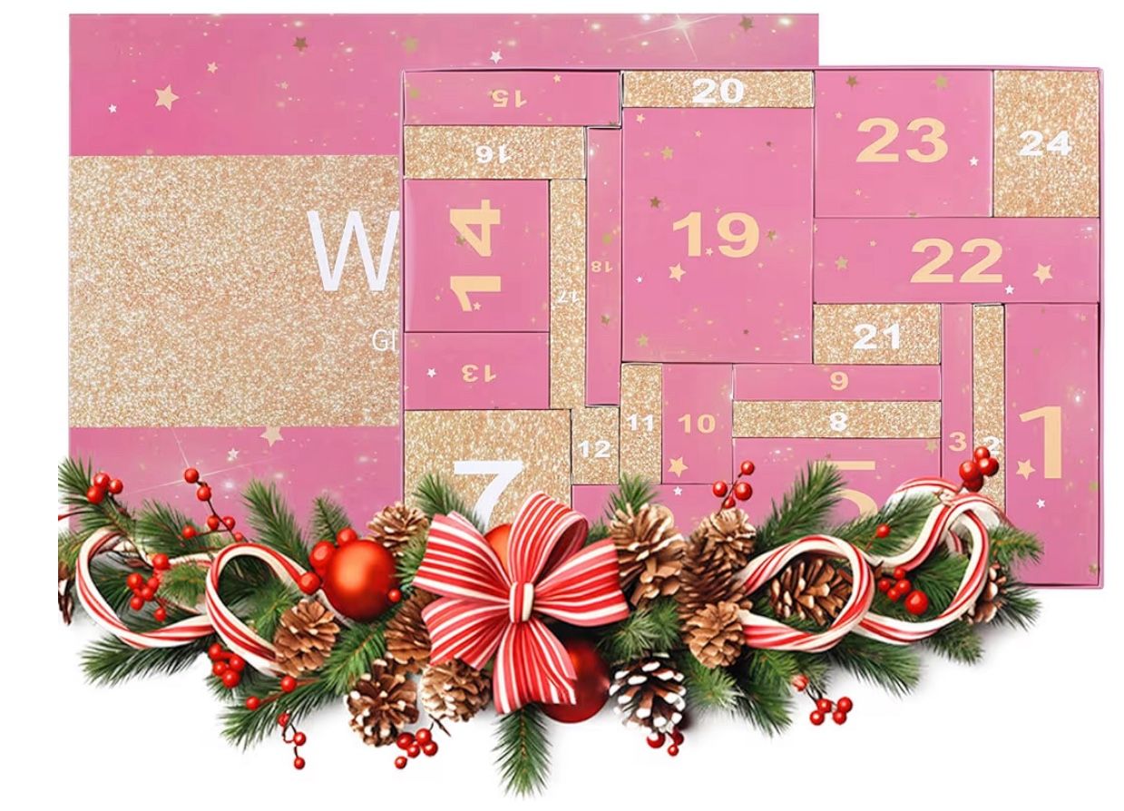 Makeup Advent Calendar 2025, 24 Days Christmas Holiday Xmas Countdown Calendar