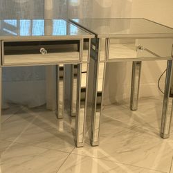 Silver Mirrored Nightstands (2) $200
