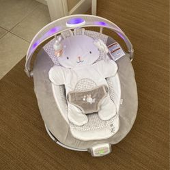 Ingenuity InLighten Baby Bouncer Seat, Light Up Toy Bar, Bunny Tummy Time Pillow Mat - Twinkle Tails