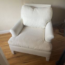 Peir One White Linen Chair With Custom Made Slip Cover