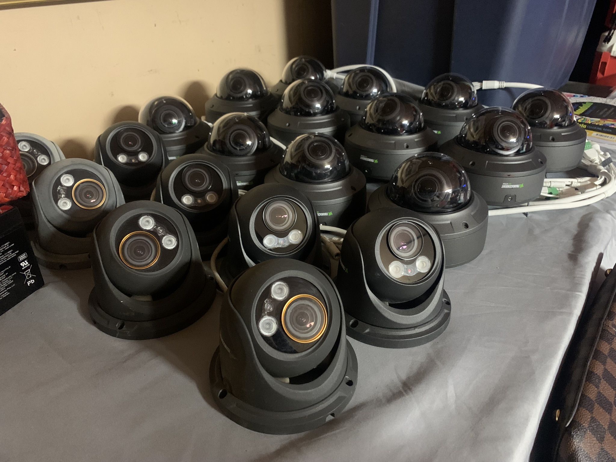 24 Professional Cameras w/ cords cat 5 etc