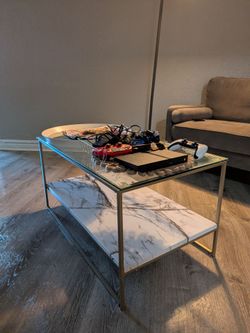 Two-Tier Coffee Table Glass and faux  Marble