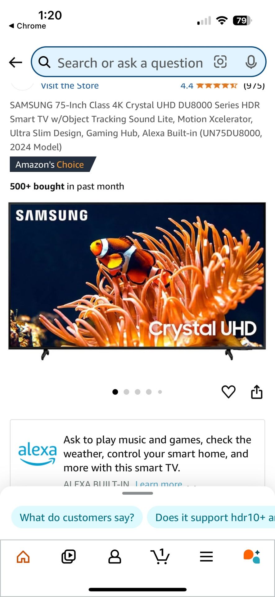 Samsung 75” Crystal UHD 4k TV