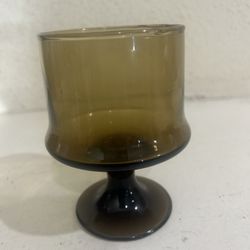 0470 vintage Libbey "Tawny Accent" smoked brown glass goblet