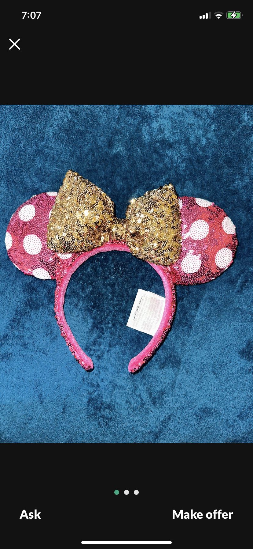 Ears.   Disney Store Pink Color 