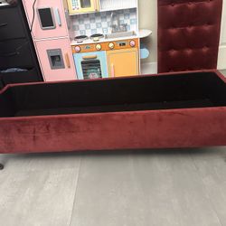 Red Velvet Ottoman