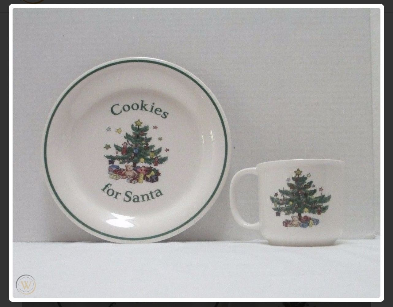 Milk And Cookies Plate And Cup For Santa
