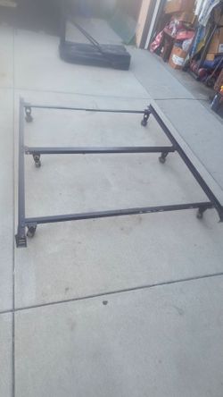 Queen Size Metal Bed Frame On Locking Wheels