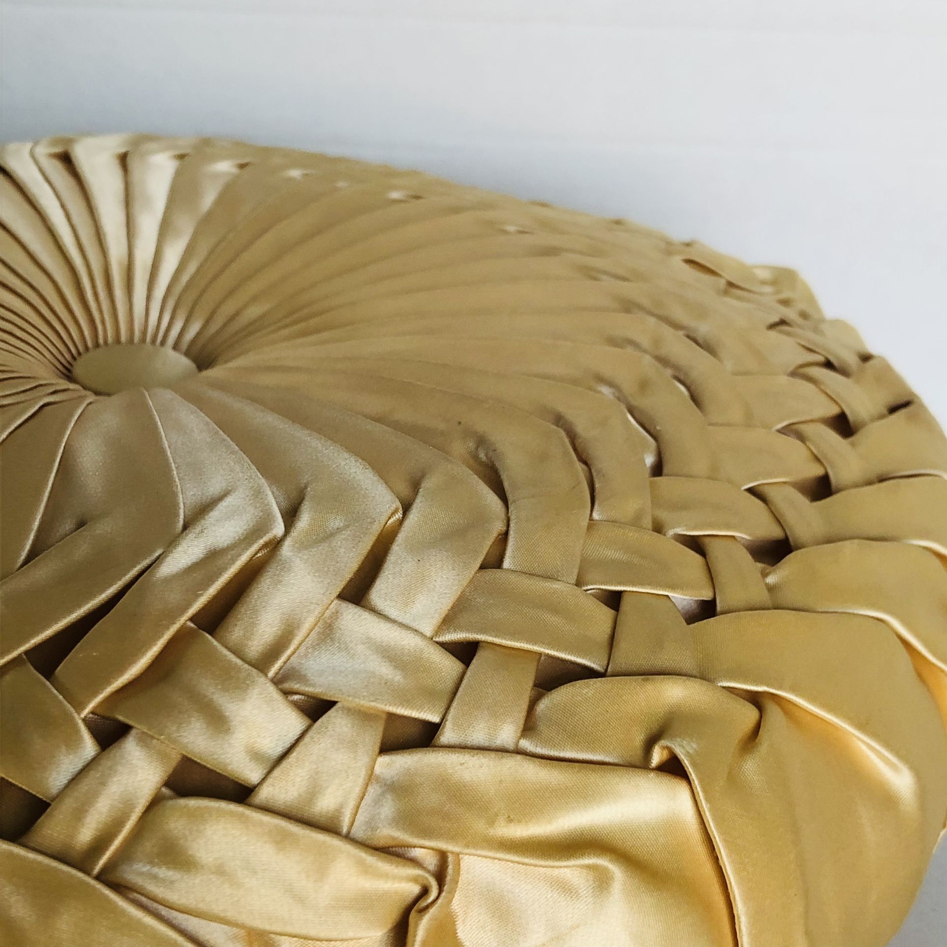 Pair Vintage Ruched TAFFETA Pillow Tucked Pleated Satin Retro GLAM As-Is