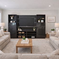 IKEA entertainment console center with TV