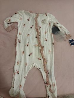 Milkberry bamboo baby girl onesie with ballerinas 3-6 months brand new