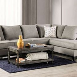 Brand New Grey Plush Sectional Sofa (Pillows Included)