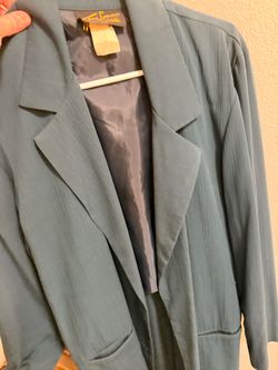 Teal Blue Textured Blazer Jacket